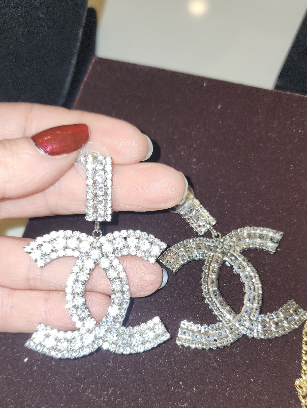 Crystal-Embellished Interlocking Drop Earrings - Silver